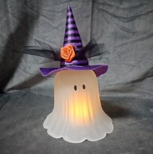 Handmade Halloween Ghost with Witch Hat